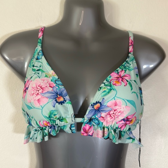Nanette Lepore Other - Nanette Lepore Aileen Triangle Bikini Top Green Floral & Butterfly SKU0914 NWOT